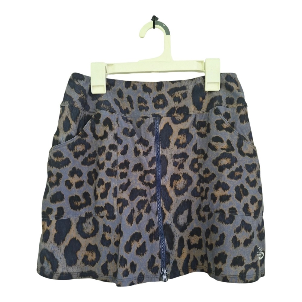 Foray Golf Leopard Print Zip Front Skort Women's Medium Built-In Shorts Golf‎